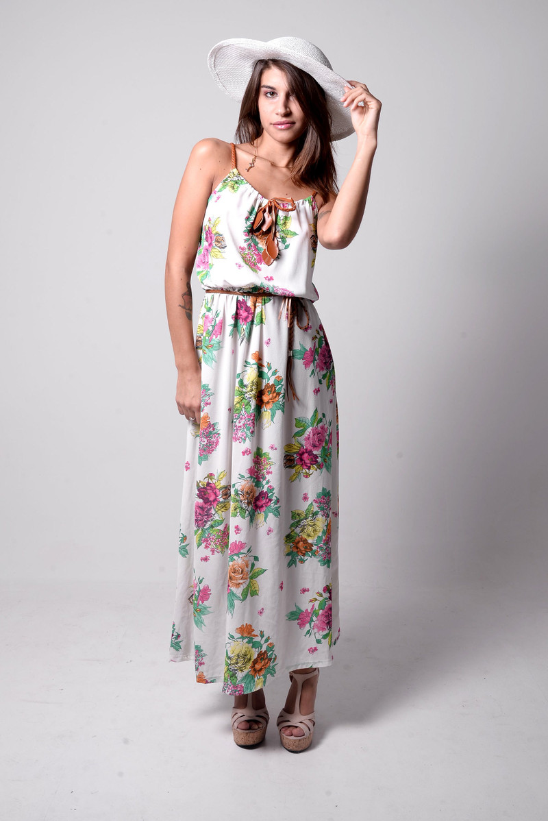 The floral maxi dress, full length.