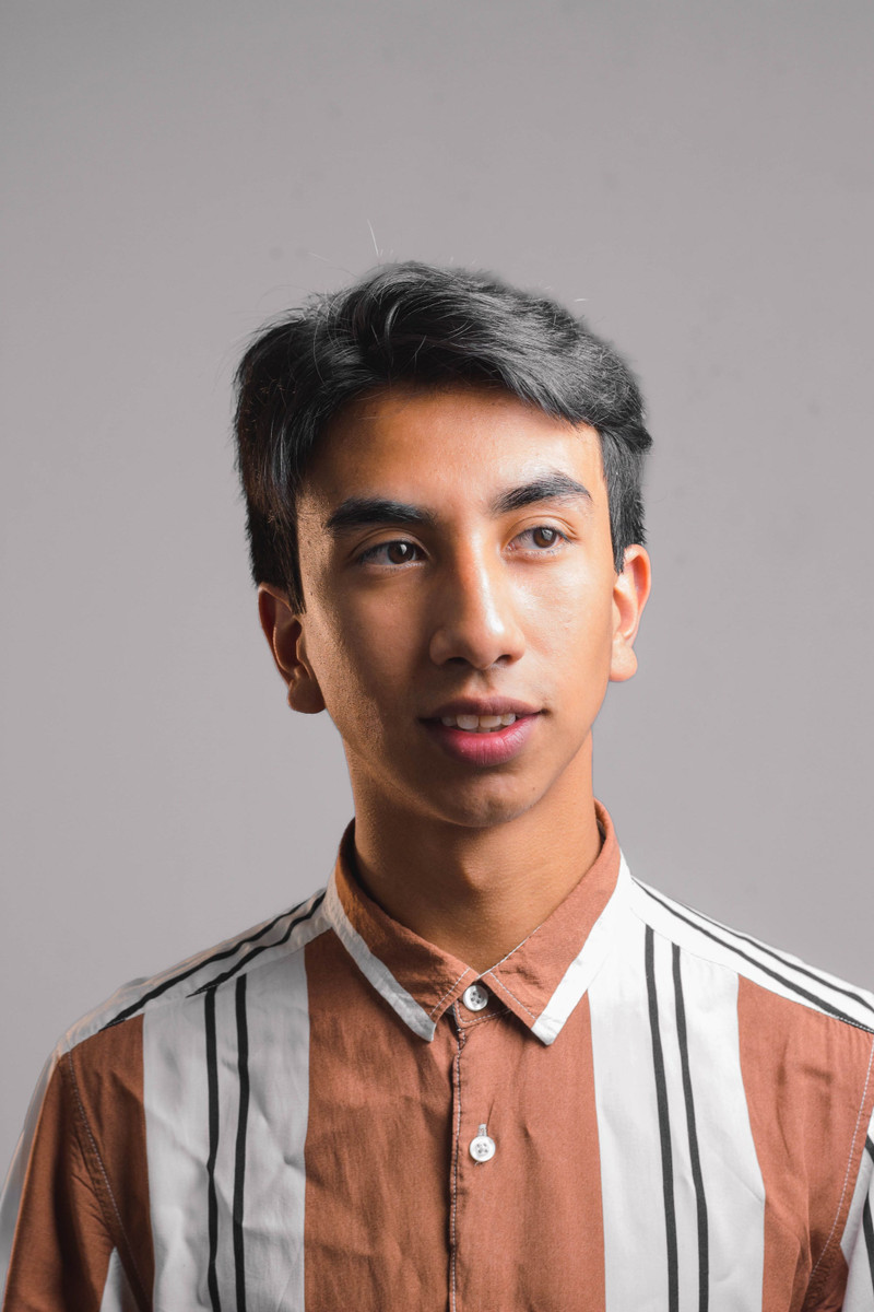 A rust and white striped shirt.